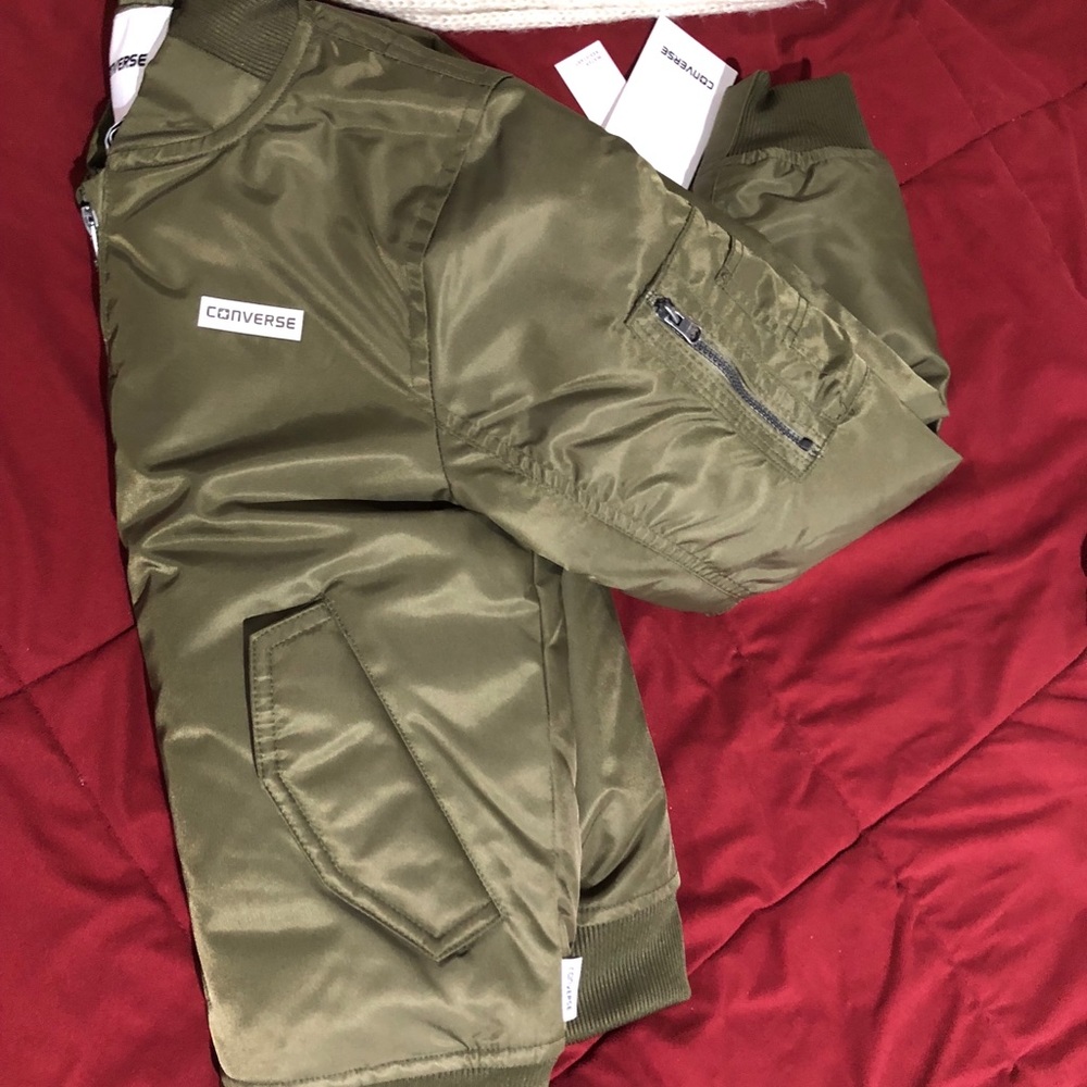 SOLD Army green kids Converse bomber jacket